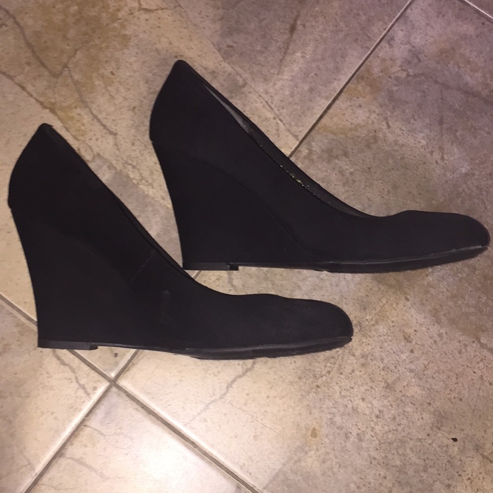 Black Suede formal wedges